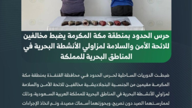 حرس الحدود يضبط مخالفين للصيد دون تصريح في القنفذة