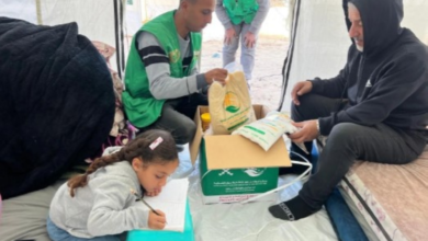 السعودية تقيم مخيماً لإيواء العائدين في تل الهوى بغزة