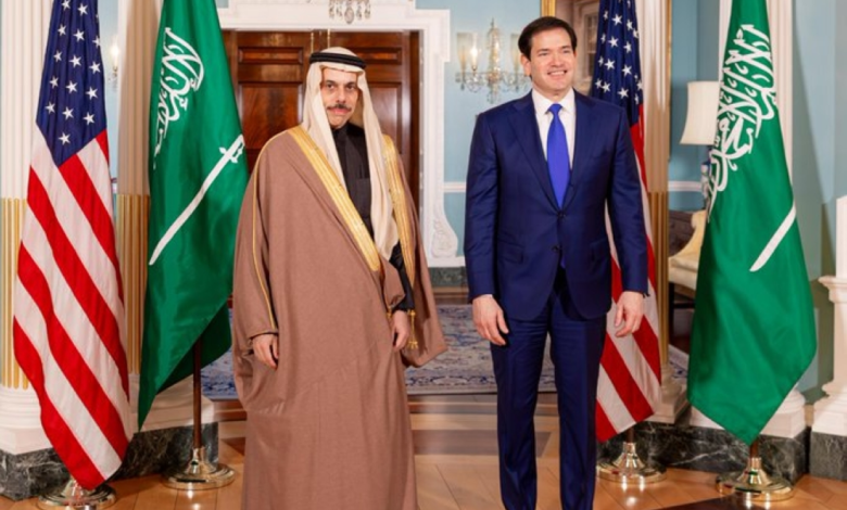 The Saudi foreign minister meets his American counterpart in Washington to discuss the latest developments