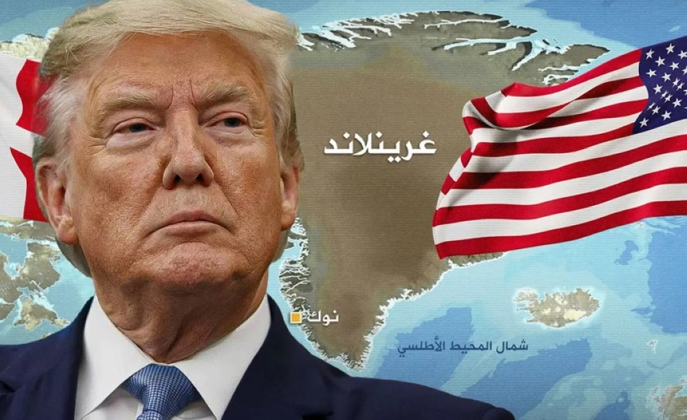 خريطة توضح موقع غرينلاند الاستراتيجي