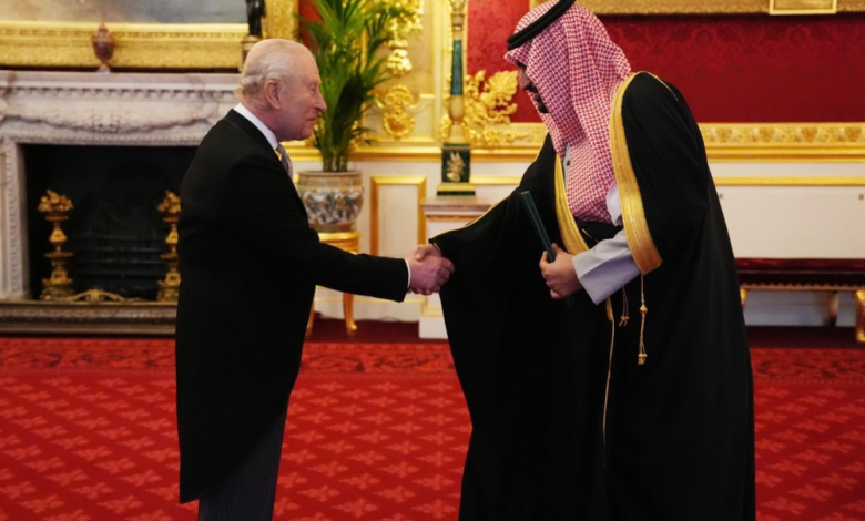 Prince Abdullah bin Khalid presents his credentials to King Charles as Saudi Arabia's ambassador