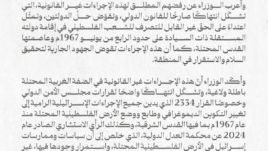 السعودية و7 دول تدين السياسات الإسرائيلية التوسعية