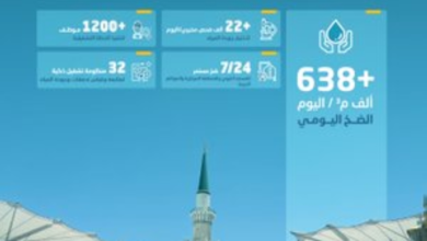Water services at the Prophet's Mosque: Pumping 638,000 cubic meters daily during Ramadan
