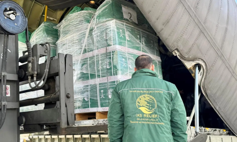 الطائرة الإغاثية السعودية 81 تصل مصر لدعم غزة