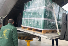 الطائرة الإغاثية السعودية الـ 82 تصل العريش لدعم غزة